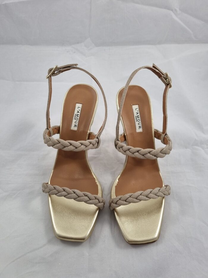Sandali L'Amour in nappa glitter platino art.A222 - immagine 4