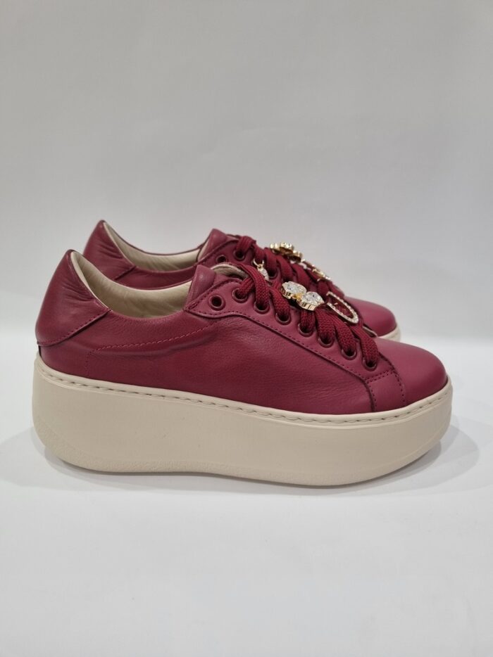 Sneakers platform Crown bordeaux con accessori art.1719 - immagine 1