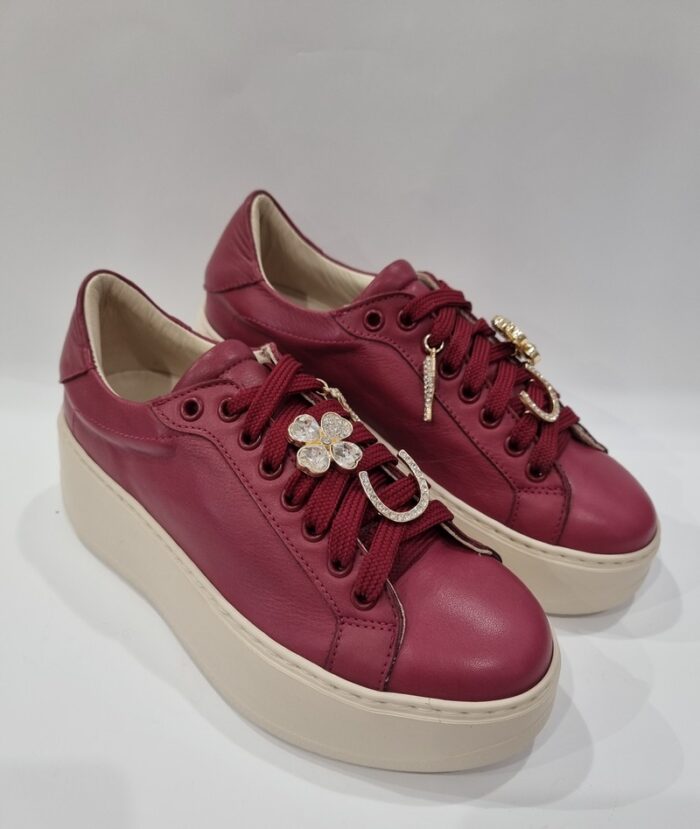 Sneakers platform Crown bordeaux con accessori art.1719 - immagine 3