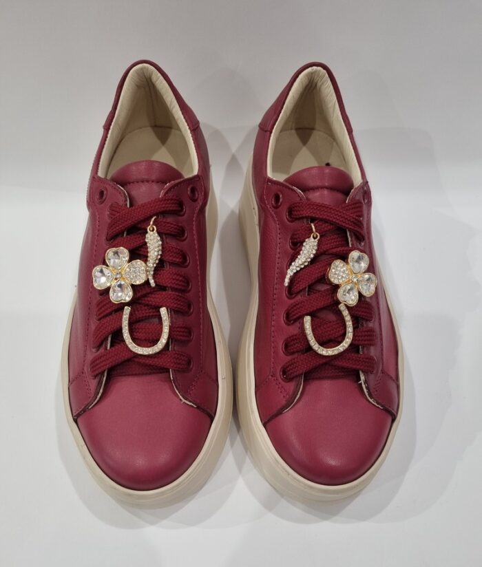 Sneakers platform Crown bordeaux con accessori art.1719 - immagine 4