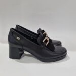 Mocassino con tacco Valleverde nero con accessorio art.49153