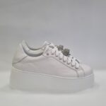 Sneakers platform donna Crown pelle bianco con accessorio art.1719