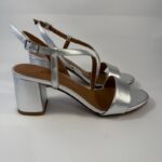 Sandali con tacco L'Amour laminato argento art.324