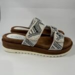 Ciabatta doppia fascia bianco con perline Cinzia Soft art.1035