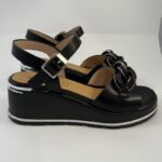 Sandali con zeppa Keys nero con accessorio catena art.K-11000