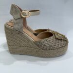 Zeppe espadrillas Sara Lopez in rafia con accessorio oro art.312