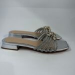 Ciabatta elegante Albano argento con accessorio art.5417