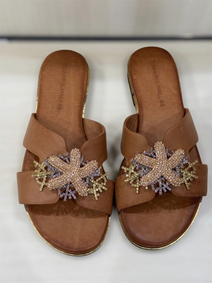 Ciabatta flat Tsakiris mallas cuoio con accessorio art.500 - immagine 4