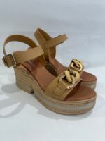 Sandali con zeppa Valleverde avorio con accessorio art.49201 - immagine 3