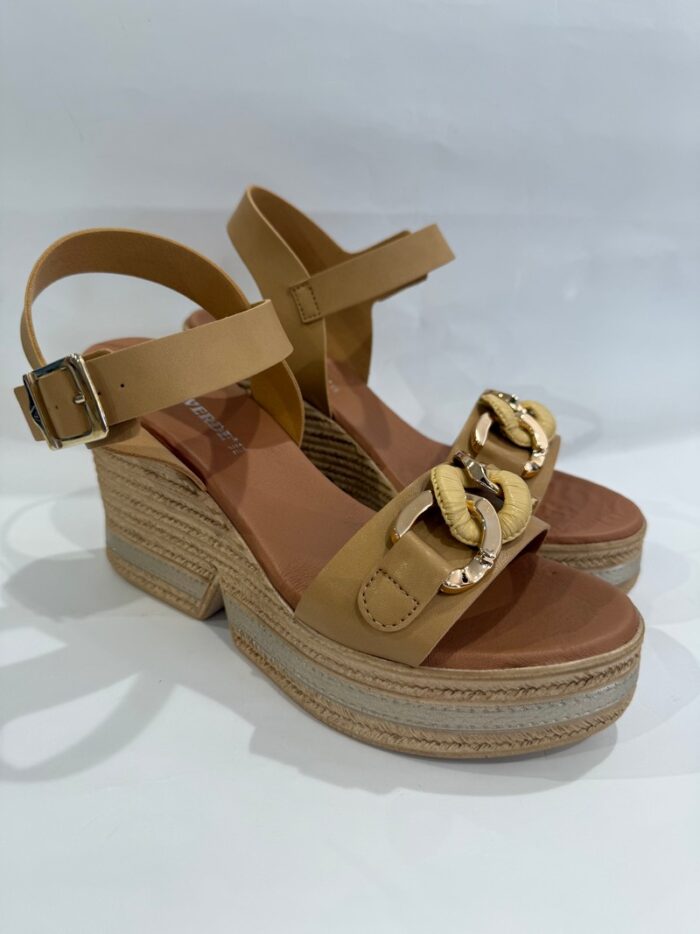 Sandali con zeppa Valleverde avorio con accessorio art.49201 - immagine 3