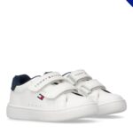 Sneakers Tommy Hilfiger bimbo doppio velcro bianco/blu art.34062 - immagine 3