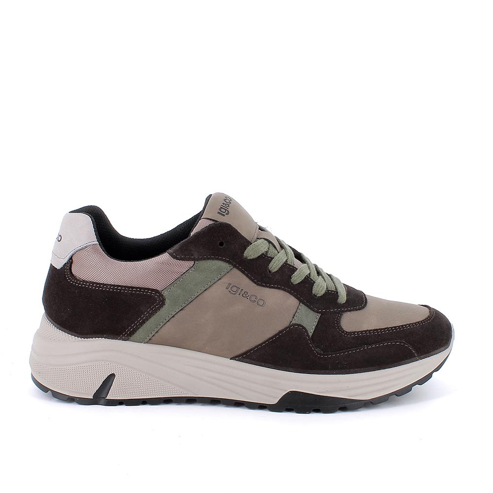 202528640411_2_0d13 Sneakers uomo Igi&Co camoscio marrone/verde art.8640411 - immagine 1