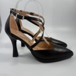 Décolleté Onde Piane nero con cinturino art.1913