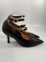 Décolleté Onde Piane nero con fibbie art.6424