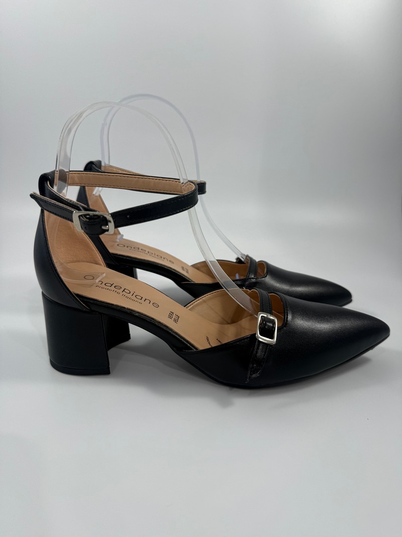 FL26-_66 Décolleté Onde Piane nero con tacco grosso art.1444 - immagine 1