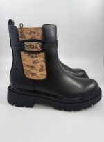 Stivaletto Alviero Martini donna nero con logo in metallo oro art.2308