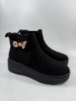 Polacchetto con zeppa Donna Serena nabuk nero art.5721 - immagine 3