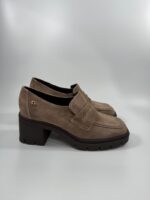 Mocassino con tacco Donna Serena scamosciato taupe art.5851