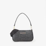 Borsa a spalla Valentino logato nero modello Regina Re