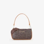 Borsa a spalla Valentino logato marrone modello Regina Re