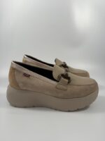 Mocassino con zeppa Callaghan nabuk beige art.61606