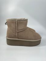 Stivaletto platform Julien crosta beige e pelliccetta art.i251