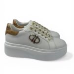 Sneakers platform Alviero Martini bianco con dettaglio oro art.1473