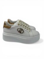 Sneakers platform Alviero Martini bianco con dettaglio oro art.1473