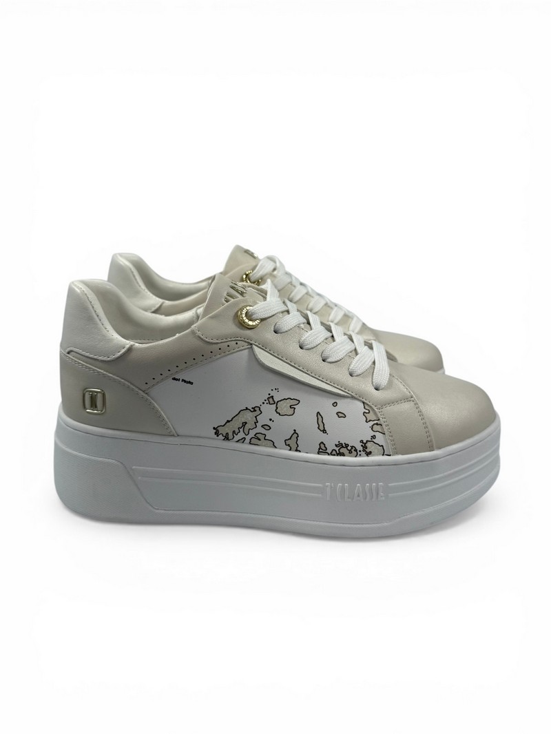 ss26_17 Sneakers platform Alviero Martini avorio stampa Geo Classic art.1341 - immagine 1