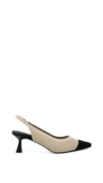 Slingback Keys in maglia nero/beige art.12101