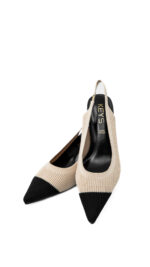 Slingback Keys in maglia nero/beige art.12101 - immagine 4