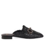 Sabot Exè in rafia nero con accessorio art.23008