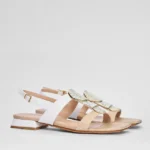 Sandalo flat Albano rafia beige/pelle bianco art.5532 - immagine 3