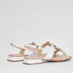 Sandalo flat Albano rafia beige/pelle bianco art.5532 - immagine 5