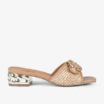 Sandali bassi Exè in rafia beige con accessorio art.Katy 410